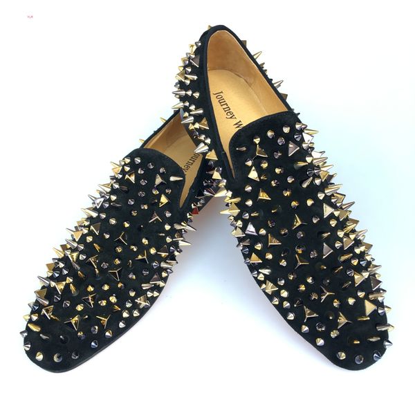 handmade men's black leather spikes loafers dress shoes gold rivets slippers flats with red bottom wedding shoes size us 6-14
handmade men's black leather spikes loafers dress shoes gold rivets slippers flats with red bottom wedding shoes size us 6-14