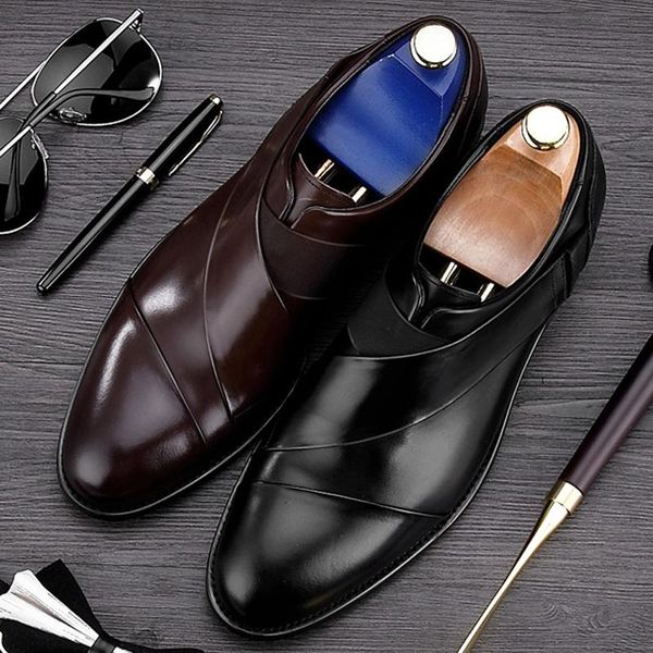 luxury genuine cow leather men's handmade footwear round toe elastic band man wedding party flats formal dress male shoes bql25, Black
luxury genuine cow leather men's handmade footwear round toe elastic band man wedding party flats formal dress male shoes bql25, Black