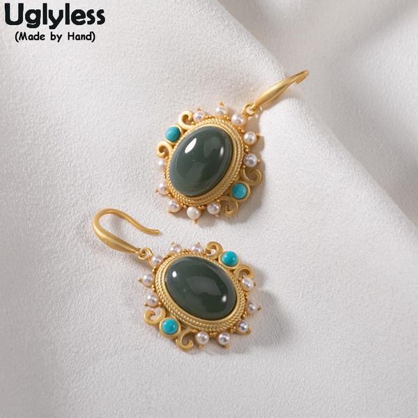 uglyless bohemia turquoise earrings for women natural pearls jade dangle earrings gold ethnic fashion jewelry 925 silver brincos
uglyless bohemia turquoise earrings for women natural pearls jade dangle earrings gold ethnic fashion jewelry 925 silver brincos