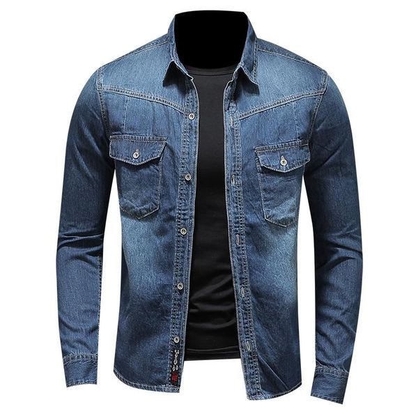 men's casual shirts lapel multiple pockets single breasted retro color literary personality slim leisure long sleeve denim shirt, White;black
men's casual shirts lapel multiple pockets single breasted retro color literary personality slim leisure long sleeve denim shirt, White;black