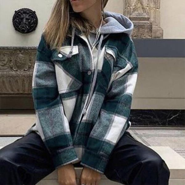 women's jacket woolen long-sleeved plaid jacket 2021 winter new slim casual dark green light green top, Black;brown
women's jacket woolen long-sleeved plaid jacket 2021 winter new slim casual dark green light green top, Black;brown