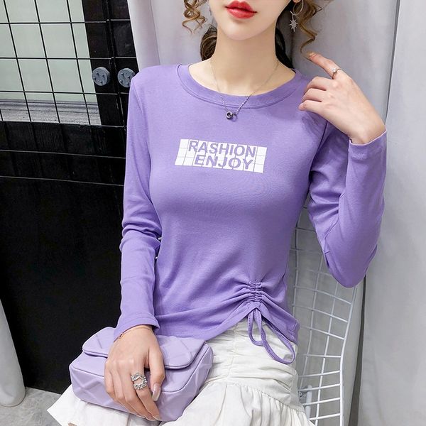 korean bottom women t-shirt t-shirt's 2020 autumn new print small fresh drawstring slim round neck long sleeve t-shirt for women vqguf, White
korean bottom women t-shirt t-shirt's 2020 autumn new print small fresh drawstring slim round neck long sleeve t-shirt for women vqguf, White