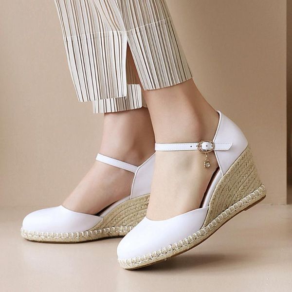 women's new fashion leisure fashion shoes elegant office ladies sandals ankle straps wedges heels round toe women shoes, Black
women's new fashion leisure fashion shoes elegant office ladies sandals ankle straps wedges heels round toe women shoes, Black