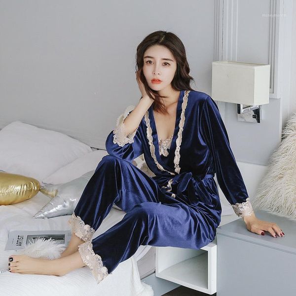 women's sleepwear 3pcs ladies pajamas autumn/winter lace sling gold velvet long-sleeve home service kimono robe1, Black;red
women's sleepwear 3pcs ladies pajamas autumn/winter lace sling gold velvet long-sleeve home service kimono robe1, Black;red