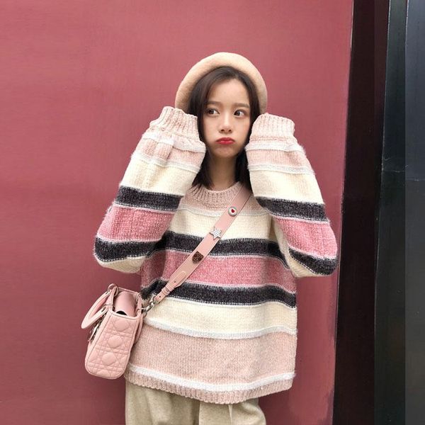 fashion new coming woman's sweaters striped casual soft o neck knitted female pullover fz050, White;black
fashion new coming woman's sweaters striped casual soft o neck knitted female pullover fz050, White;black