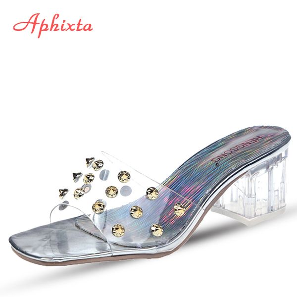 aphixta transparent slippers women shoes square heels slippers woman colored dress shoes rhinestone heeled rivets slides x1020, Black
aphixta transparent slippers women shoes square heels slippers woman colored dress shoes rhinestone heeled rivets slides x1020, Black