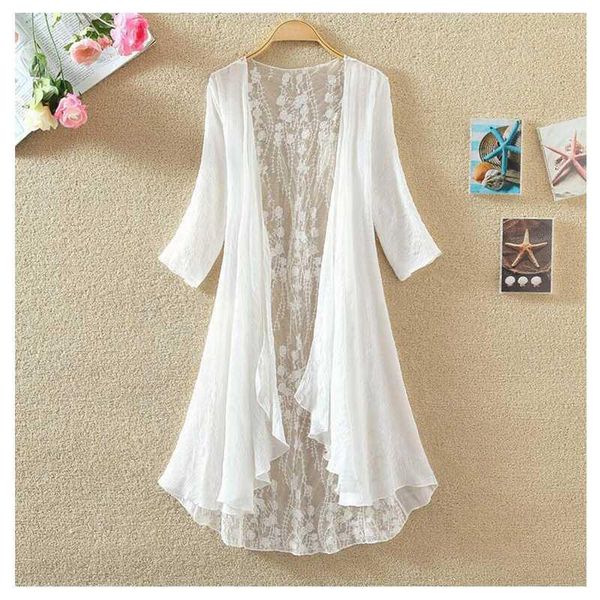 2020 spring summer sun protection clothing women's outer air-conditioning shirt irregular cotton and linen long cardigan shawl1, White
2020 spring summer sun protection clothing women's outer air-conditioning shirt irregular cotton and linen long cardigan shawl1, White
