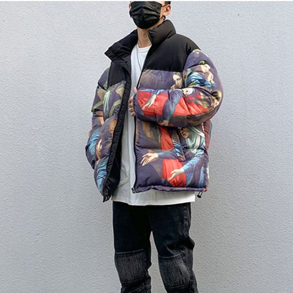 black color oil painted winter coat men and women stand high street color block casual cotton padded jacket loose parkas, Black;brown
black color oil painted winter coat men and women stand high street color block casual cotton padded jacket loose parkas, Black;brown