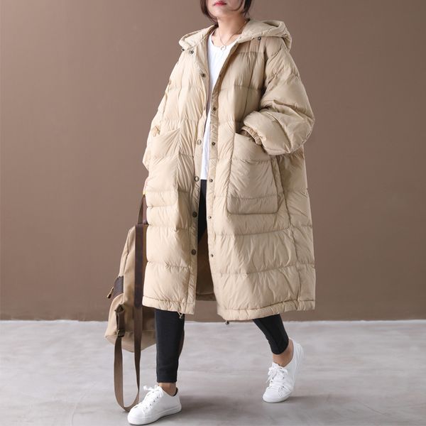 new loose down coat cloak lantern sleeves hooded warm long down parkas 90% white duck down jacket female snow outwear 201023, Black
new loose down coat cloak lantern sleeves hooded warm long down parkas 90% white duck down jacket female snow outwear 201023, Black
