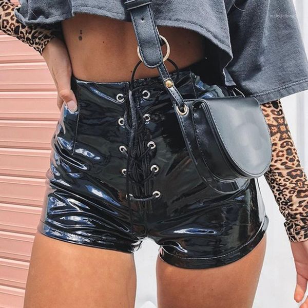 women's shorts faux pu leather women pants lace up red black high waist female bandage mini buttoms1, White;black
women's shorts faux pu leather women pants lace up red black high waist female bandage mini buttoms1, White;black