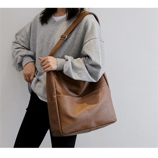 double pocket large women's bag casual solid color crossbody bags for women high capacity women shoulder bags soft leather totes
double pocket large women's bag casual solid color crossbody bags for women high capacity women shoulder bags soft leather totes