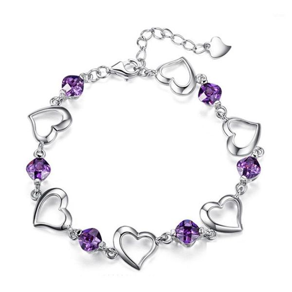 d31 fashion heart love heart purple real bracelet 925 silver jewelry retro crystal women's hand jewellry with box1, Golden;silver
d31 fashion heart love heart purple real bracelet 925 silver jewelry retro crystal women's hand jewellry with box1, Golden;silver