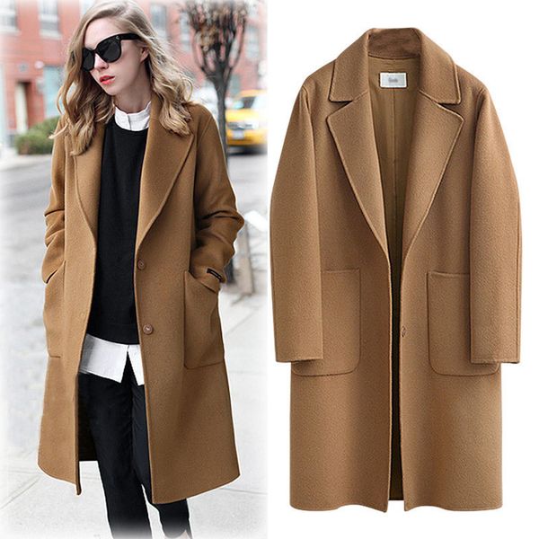 new fashion women's wool winter trench coat outwear overcoat long jacket, Black;white
new fashion women's wool winter trench coat outwear overcoat long jacket, Black;white