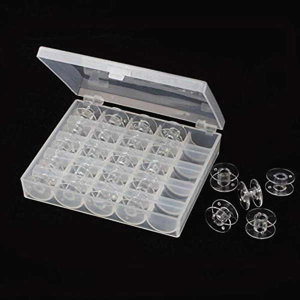 25pcs clear sewing machine bobbins spools empty bobbins spools plastic storage box for home sewing accessories tools aa7650, Black
25pcs clear sewing machine bobbins spools empty bobbins spools plastic storage box for home sewing accessories tools aa7650, Black
