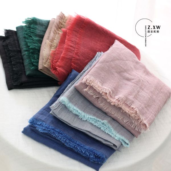 2020 korean spring autumn super large linen scarf for women's literature and art pure color cotton wool xusen series warm shawl, Blue;gray
2020 korean spring autumn super large linen scarf for women's literature and art pure color cotton wool xusen series warm shawl, Blue;gray