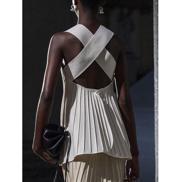 women's tanks & camis 6.18 2021 summer fashion back cross bandage design backless tank sleeveless striped pleated, White
women's tanks & camis 6.18 2021 summer fashion back cross bandage design backless tank sleeveless striped pleated, White