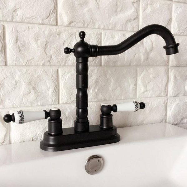black oil rubbed bronze 4" centerset bathroom sink faucet swivel basin mixer tap dual ceramic handles levers mhg0701
black oil rubbed bronze 4" centerset bathroom sink faucet swivel basin mixer tap dual ceramic handles levers mhg0701