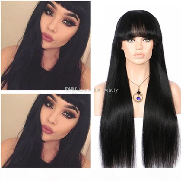 100% full lace human hair wigs with bangs 9a malaysian hair straight glueless lace front human hair wigs for black women, Black;brown
100% full lace human hair wigs with bangs 9a malaysian hair straight glueless lace front human hair wigs for black women, Black;brown