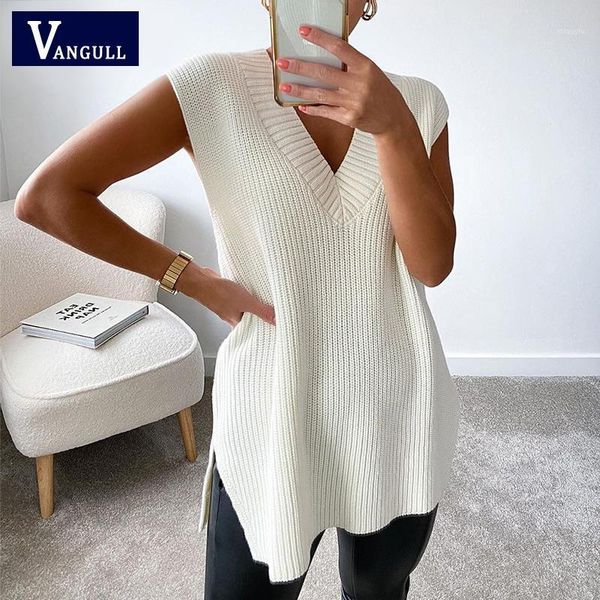 vangull women v neck sleeveless sweater vest knitted 2020 autumn winter split white korean preppy pullover loose casual, Black;white
vangull women v neck sleeveless sweater vest knitted 2020 autumn winter split white korean preppy pullover loose casual, Black;white