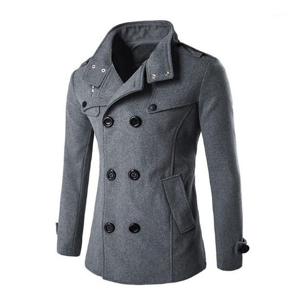 men's autumn winter coat turn-down collar wool blend men pea coat double breasted winter overcoat1, Black
men's autumn winter coat turn-down collar wool blend men pea coat double breasted winter overcoat1, Black