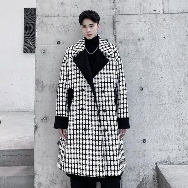 men's wool & blends men double breasted long thick woolen plaid trench coat outerwear male women couple retro loose overcoat jacket, Black
men's wool & blends men double breasted long thick woolen plaid trench coat outerwear male women couple retro loose overcoat jacket, Black