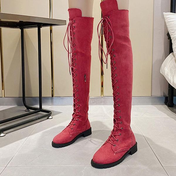 over up lace women the knee boot autumn winter women's flock low heel woman fashion long boot ladies pump female shoes plus size, Black
over up lace women the knee boot autumn winter women's flock low heel woman fashion long boot ladies pump female shoes plus size, Black