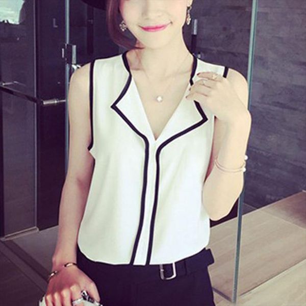 summer fashion women chiffon blouse shirts casual v neck sleeveless tank off shoulder solid office lady, White
summer fashion women chiffon blouse shirts casual v neck sleeveless tank off shoulder solid office lady, White