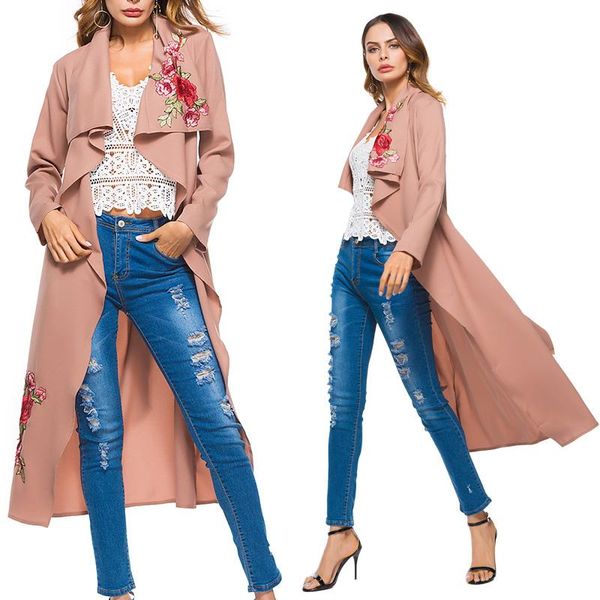 explosion rose embroidered patch long sleeve cardigan + belt windbreaker luxury trench 2020 women coat designer fashion clothes, Tan;black
explosion rose embroidered patch long sleeve cardigan + belt windbreaker luxury trench 2020 women coat designer fashion clothes, Tan;black