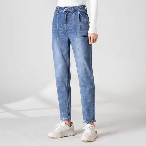 women's elasticated high waist jeans women 2020 spring new loose harem dad pants, Blue
women's elasticated high waist jeans women 2020 spring new loose harem dad pants, Blue