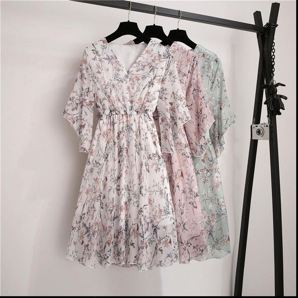 new spring summer chiffon dress women v neck ruffle sleeve print dresses sweet print slim elastic waist mid length women dress, Black;gray
new spring summer chiffon dress women v neck ruffle sleeve print dresses sweet print slim elastic waist mid length women dress, Black;gray