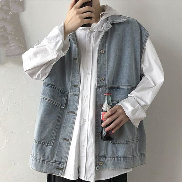 2021 new men with no sleeves jacket male cowboy denim loose vest men's jeans 0xzr, Black;white
2021 new men with no sleeves jacket male cowboy denim loose vest men's jeans 0xzr, Black;white