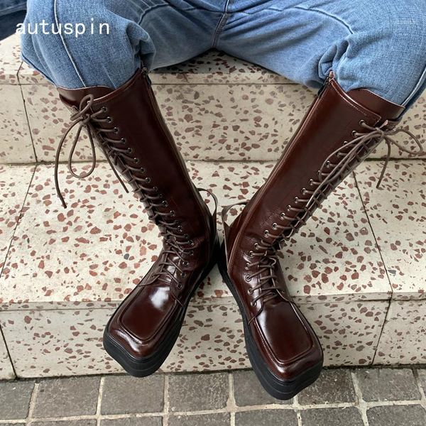 boots autuspin fashion square toe motorcycle woman winter handmade genuine leather shoes female punk cross tied knee high boot1, Black
boots autuspin fashion square toe motorcycle woman winter handmade genuine leather shoes female punk cross tied knee high boot1, Black