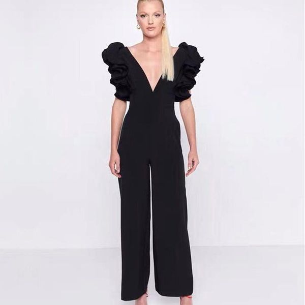 spring fashion solid black jumpsuits for woman deep v-neck ruffles high waist backless rompers1 women's & rompers, Black;white
spring fashion solid black jumpsuits for woman deep v-neck ruffles high waist backless rompers1 women's & rompers, Black;white