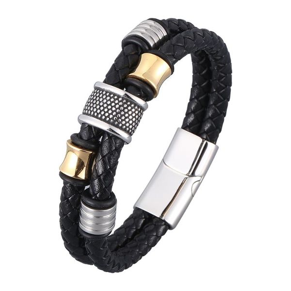 charm bracelets stainless steel magnetic metal clasp bangles men jewelry two layers black genuine leather bracelet bb0959, Golden;silver
charm bracelets stainless steel magnetic metal clasp bangles men jewelry two layers black genuine leather bracelet bb0959, Golden;silver