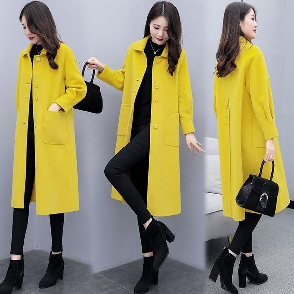2020 autumn winter fashion mid-length woolen coat women korean version loose popular lantern sleeve woolen jacket femme new a252, Black
2020 autumn winter fashion mid-length woolen coat women korean version loose popular lantern sleeve woolen jacket femme new a252, Black