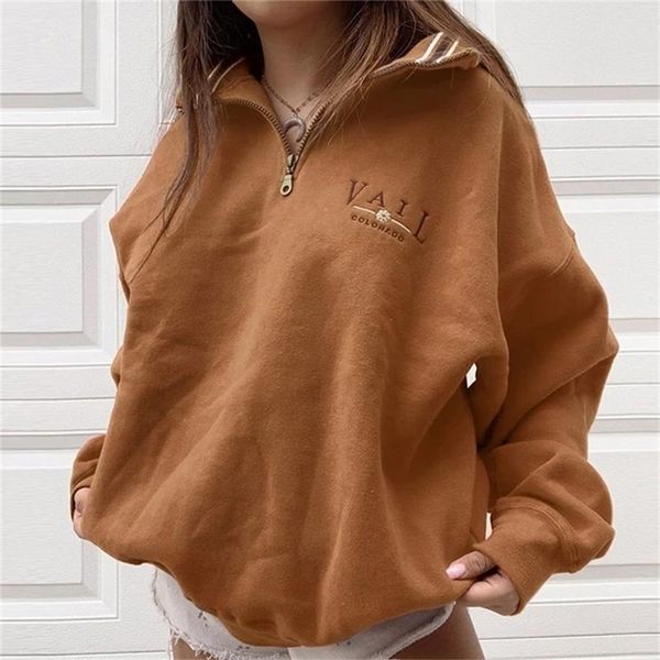 women zip lapel hoodie sweatshirt new autumn winter letter print pullovers sweatshirt casual long sleeve loose sweatshirt 201211, Black
women zip lapel hoodie sweatshirt new autumn winter letter print pullovers sweatshirt casual long sleeve loose sweatshirt 201211, Black