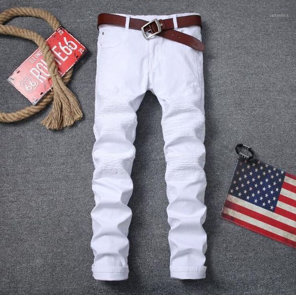 men's jeans skinny white pleated pencil pants motorcycle large size cotton denim pants1, Blue
men's jeans skinny white pleated pencil pants motorcycle large size cotton denim pants1, Blue