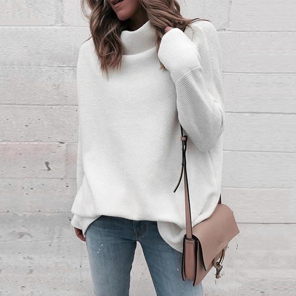 2019 new winter women long-sleeved high-neck sweaters loose knit sweaters turtleneck knitted jumper pullover blouse, White;black
2019 new winter women long-sleeved high-neck sweaters loose knit sweaters turtleneck knitted jumper pullover blouse, White;black