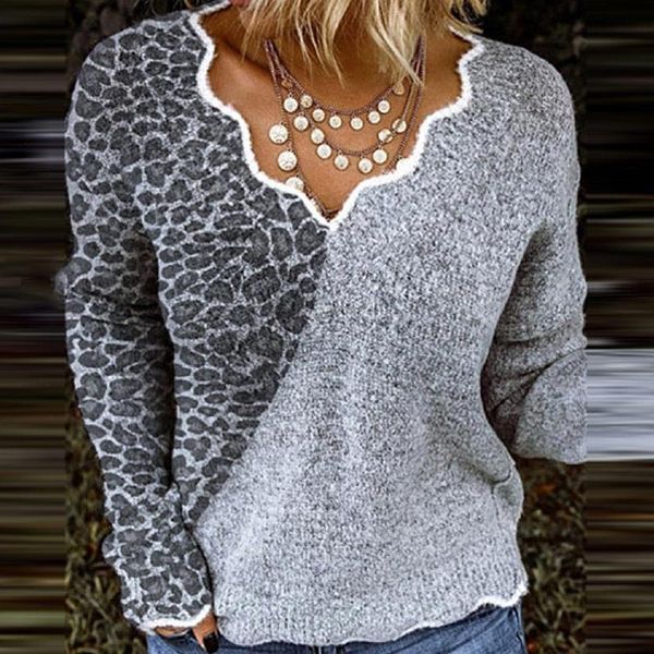 women's sweaters leopard patchwork knitted sweater loose v-neck long sleeve female 2021 spring fashion ladies pullover, White;black
women's sweaters leopard patchwork knitted sweater loose v-neck long sleeve female 2021 spring fashion ladies pullover, White;black