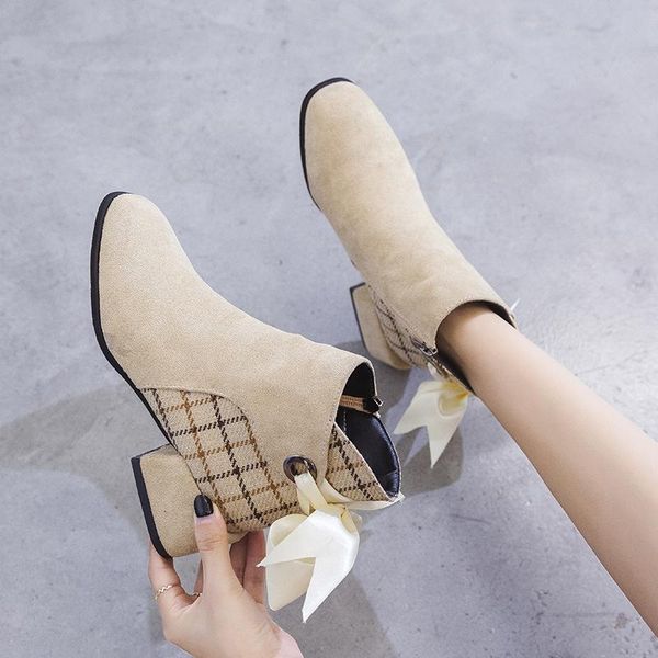 new spring autumn women ankle boots plaid fresh sweet boots thick-heeled high-heeled ribbon lace-up suede shoes women u22-02, Black
new spring autumn women ankle boots plaid fresh sweet boots thick-heeled high-heeled ribbon lace-up suede shoes women u22-02, Black