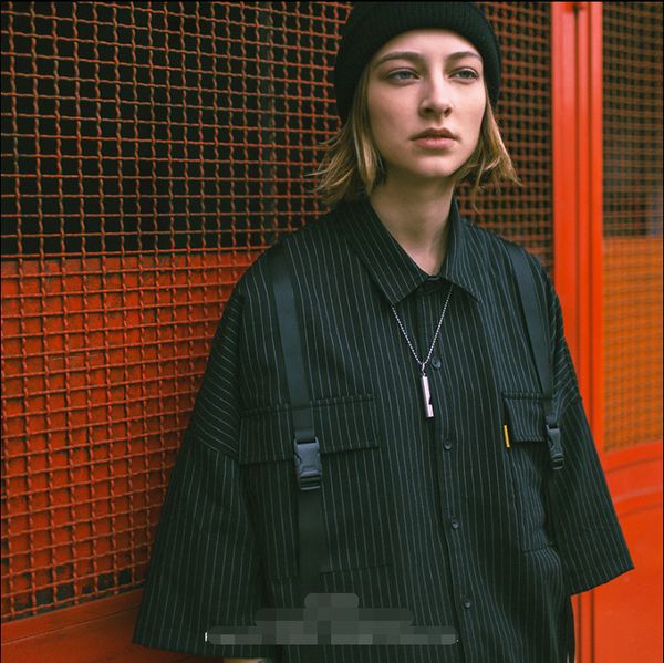 2021 new popular striped male female oversize mid-sleeve streamers shirt with short sleeves map3, Black
2021 new popular striped male female oversize mid-sleeve streamers shirt with short sleeves map3, Black