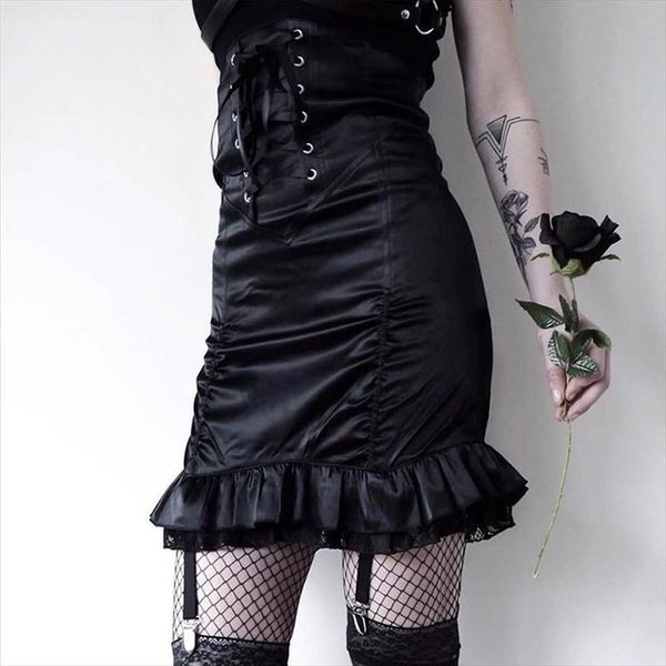 goth dark high waist lace up bandage skinny skirts ruffles lace ruched women pencil skirts solid elegant bodycon mini skirt 2020, Black
goth dark high waist lace up bandage skinny skirts ruffles lace ruched women pencil skirts solid elegant bodycon mini skirt 2020, Black