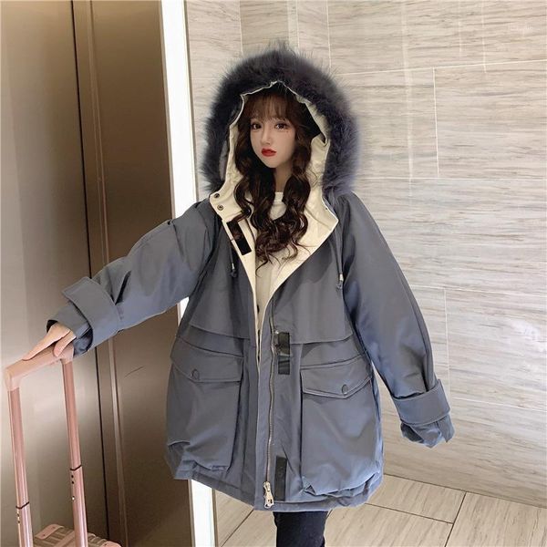 bottle winter 2020 new korean cotton thickened down jacket parke cotton jacket wool collar loose padded woman1, Black
bottle winter 2020 new korean cotton thickened down jacket parke cotton jacket wool collar loose padded woman1, Black