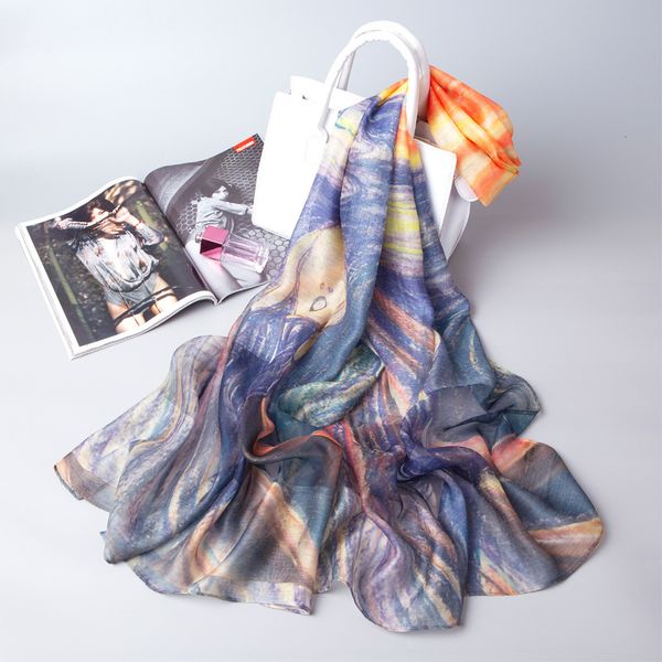 design oil painting long silk scarf elegant spring summer colorful soft lady shawls and warps pashmina bandana foulard 201026, Blue;gray
design oil painting long silk scarf elegant spring summer colorful soft lady shawls and warps pashmina bandana foulard 201026, Blue;gray