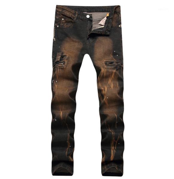 brand men's new casual zipper packets ripped biker men straight stretch denim oil print vintage jeans trousers size 28-421, Blue
brand men's new casual zipper packets ripped biker men straight stretch denim oil print vintage jeans trousers size 28-421, Blue