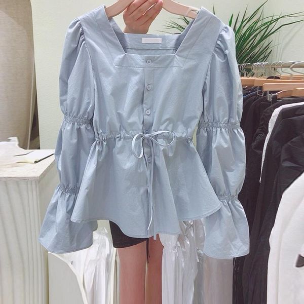 drawstring blouse women 2020 square collar single breasted flare sleeve ladies blusa shirts fashion casual female blouse 1, White
drawstring blouse women 2020 square collar single breasted flare sleeve ladies blusa shirts fashion casual female blouse 1, White
