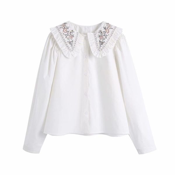women's blouses & shirts elegant women floral embroidery shirt 2021 fashion ladies turn down collar streetwear female loose girls chic, White
women's blouses & shirts elegant women floral embroidery shirt 2021 fashion ladies turn down collar streetwear female loose girls chic, White