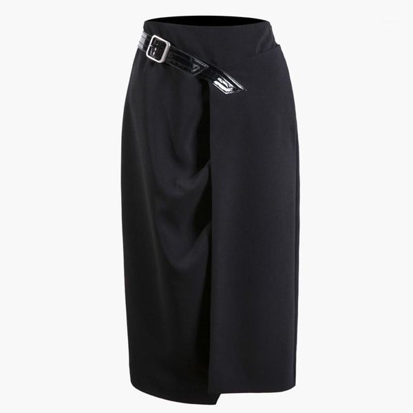 2019 new spring summer high elastic waist black belt pleated fold stitch irregular half-body skirt women fashion tide a1821
2019 new spring summer high elastic waist black belt pleated fold stitch irregular half-body skirt women fashion tide a1821