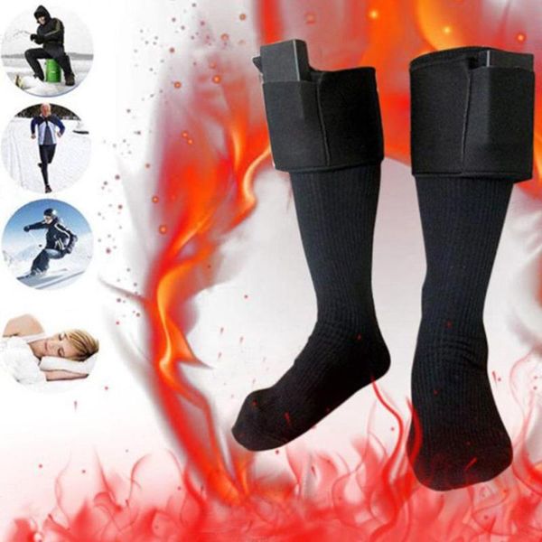 super soft unique ultimate comfort socks keep foot heated socks winter rechargeable battery electric heating feet warmer, Black