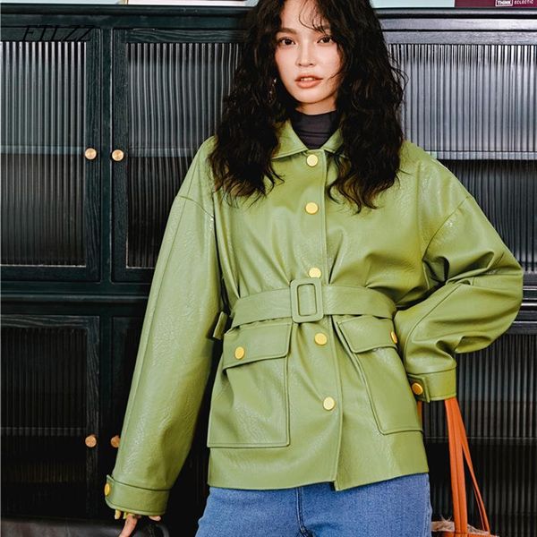 ftlzz high street women leather jacket green faux leather jacket with belt punk black jackets ladies basic coats loose outwear
ftlzz high street women leather jacket green faux leather jacket with belt punk black jackets ladies basic coats loose outwear